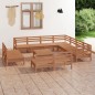 vidaXL Juego muebles de jardín 12 pzas madera maciza pino marrón miel vidaXL Juego muebles de jardín 12 pzas madera maciza pino marrón miel