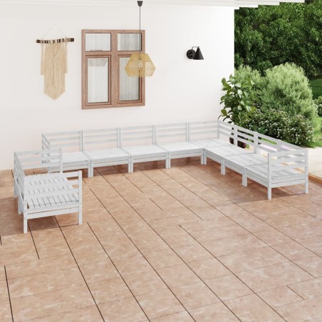 vidaXL Juego de muebles de jardín 10 piezas madera maciza pino blanco