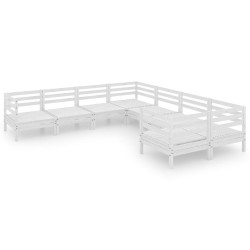 vidaXL Juego de muebles de jardín 8 piezas madera maciza pino blanco