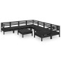 vidaXL Juego de muebles de jardín 9 pzas madera de pino maciza negro vidaXL Juego de muebles de jardín 9 pzas madera de pino maciza negro