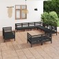 vidaXL Juego de muebles de jardín 11 pzas madera maciza de pino negro vidaXL Juego de muebles de jardín 11 pzas madera maciza de pino negro