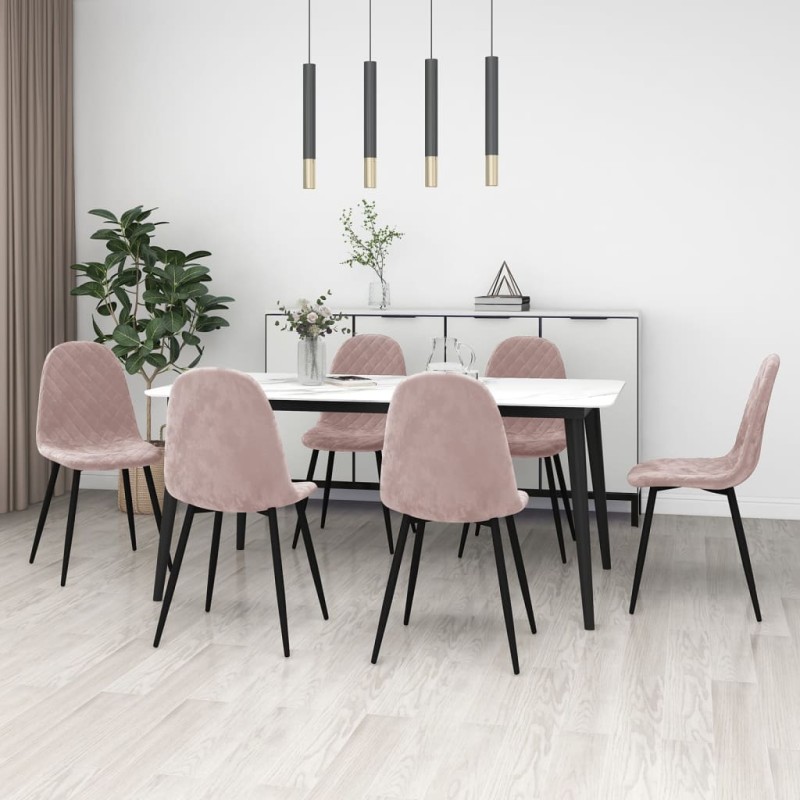 vidaXL Sillas de comedor 6 unidades terciopelo rosa vidaXL Sillas de comedor 6 unidades terciopelo rosa