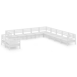 vidaXL Juego de muebles de jardín 11 piezas madera maciza pino blanco