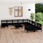 vidaXL Juego de muebles de jardín 12 pzas madera de pino maciza negro