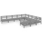 vidaXL Juego de muebles de jardín 10 piezas madera maciza de pino gris