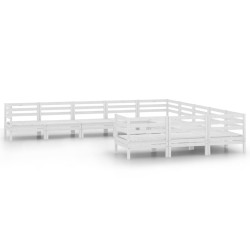 vidaXL Juego de muebles de jardín 11 piezas madera maciza pino blanco
