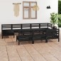 vidaXL Juego de muebles de jardín 10 pzas madera maciza de pino negro