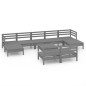 vidaXL Juego de muebles de jardín 10 piezas madera maciza de pino gris