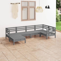 vidaXL Juego de muebles de jardín 6 piezas madera maciza de pino gris