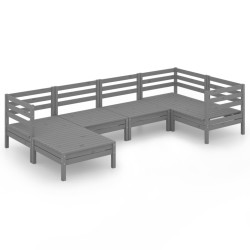 vidaXL Juego de muebles de jardín 6 piezas madera maciza de pino gris