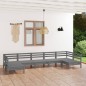 vidaXL Juego de muebles de jardín 7 piezas madera maciza de pino gris vidaXL Juego de muebles de jardín 7 piezas madera maciza de pino gris