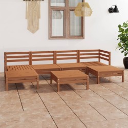vidaXL Set de muebles de jardín 7 pzas madera maciza pino marrón miel