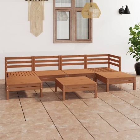 vidaXL Set de muebles de jardín 7 pzas madera maciza pino marrón miel