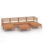 vidaXL Set de muebles de jardín 7 pzas madera maciza pino marrón miel vidaXL Set de muebles de jardín 7 pzas madera maciza pino marrón miel