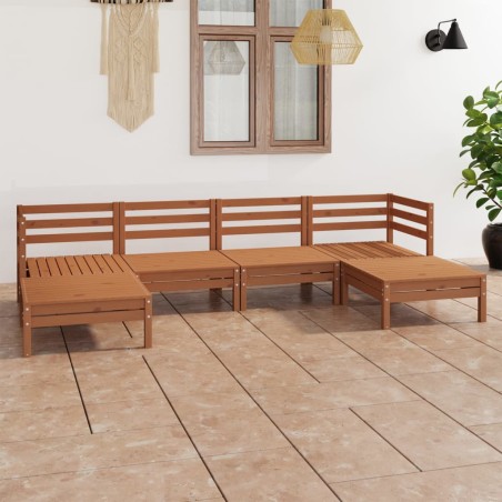 vidaXL Juego muebles de jardín 6 pzas madera maciza pino marrón miel