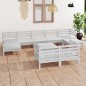vidaXL Juego de muebles de jardín 10 pzas madera maciza de pino blanco vidaXL Juego de muebles de jardín 10 pzas madera maciza de pino blanco