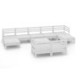 vidaXL Juego de muebles de jardín 10 pzas madera maciza de pino blanco vidaXL Juego de muebles de jardín 10 pzas madera maciza de pino blanco