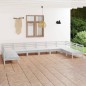vidaXL Juego de muebles de jardín 10 piezas madera maciza pino blanco vidaXL Juego de muebles de jardín 10 piezas madera maciza pino blanco