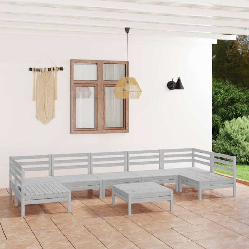vidaXL Juego de muebles de jardín 8 piezas madera maciza de pino vidaXL Juego de muebles de jardín 8 piezas madera maciza de pino