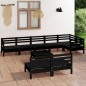 vidaXL Juego de muebles de jardín 9 pzas madera maciza de pino negro vidaXL Juego de muebles de jardín 9 pzas madera maciza de pino negro