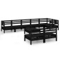 vidaXL Juego de muebles de jardín 9 pzas madera maciza de pino negro vidaXL Juego de muebles de jardín 9 pzas madera maciza de pino negro