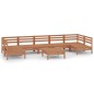 vidaXL Juego muebles de jardín 8 pzas madera maciza pino marrón miel vidaXL Juego muebles de jardín 8 pzas madera maciza pino marrón miel