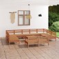 vidaXL Juego muebles de jardín 12 pzas madera maciza pino marrón miel