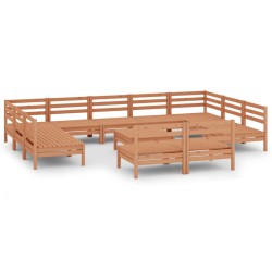 vidaXL Juego muebles de jardín 12 pzas madera maciza pino marrón miel