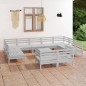 vidaXL Juego de muebles de jardín 12 piezas madera maciza pino blanco vidaXL Juego de muebles de jardín 12 piezas madera maciza pino blanco