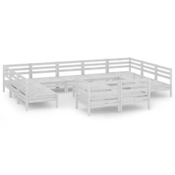 vidaXL Juego de muebles de jardín 12 piezas madera maciza pino blanco