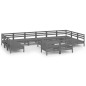 vidaXL Juego de muebles de jardín 13 piezas madera maciza de pino gris