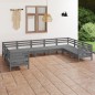 vidaXL Mesa y taburetes altos jardín 9 pzas madera maciza de pino gris vidaXL Mesa y taburetes altos jardín 9 pzas madera maciza de pino gris