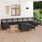 vidaXL Juego de muebles de jardín 13 pzas madera maciza de pino negro vidaXL Juego de muebles de jardín 13 pzas madera maciza de pino negro