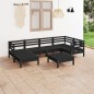 vidaXL Juego de muebles de jardín 7 pzas madera maciza de pino negro vidaXL Juego de muebles de jardín 7 pzas madera maciza de pino negro