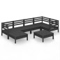 vidaXL Juego de muebles de jardín 7 pzas madera maciza de pino negro vidaXL Juego de muebles de jardín 7 pzas madera maciza de pino negro