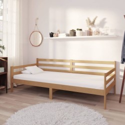 vidaXL Sofá cama y colchón madera pino maciza marrón miel 90x200 cm