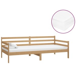 vidaXL Sofá cama y colchón madera pino maciza marrón miel 90x200 cm