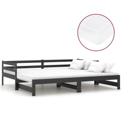 vidaXL Sofá cama extraíble madera maciza de pino negro 2x(90x200) cm