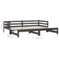 vidaXL Sofá cama extraíble madera maciza de pino negro 2x(90x200) cm vidaXL Sofá cama extraíble madera maciza de pino negro 2x(90x200) cm