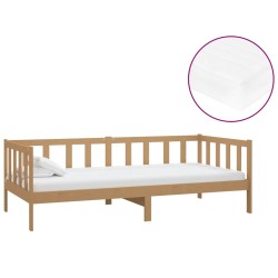 vidaXL Sofá cama y colchón madera pino maciza marrón miel 90x200 cm