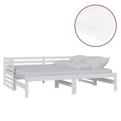 vidaXL Sofá cama extraíble madera maciza de pino blanco 2x(90x200) cm