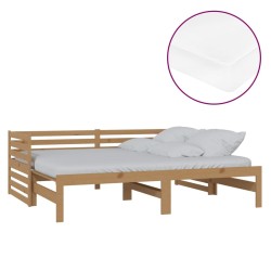 vidaXL Sofá cama extraíble madera maciza de pino miel 2x(90x200) cm