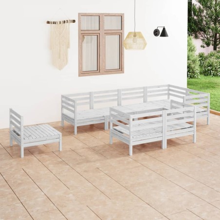 vidaXL Juego de muebles de jardín 8 piezas madera maciza pino blanco