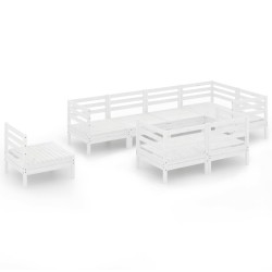 vidaXL Juego de muebles de jardín 8 piezas madera maciza pino blanco
