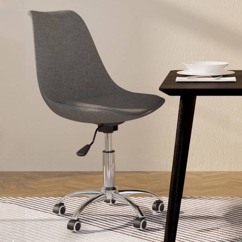 vidaXL Silla de comedor giratoria tela gris claro vidaXL Silla de comedor giratoria tela gris claro