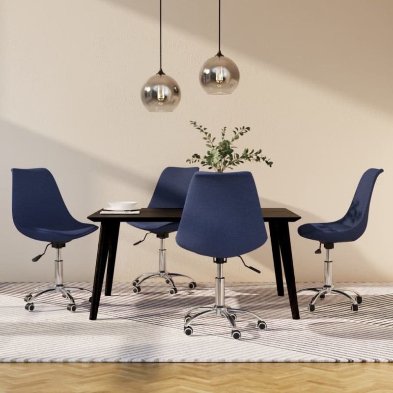 vidaXL Sillas de comedor giratorias 4 unidades tela azul vidaXL Sillas de comedor giratorias 4 unidades tela azul