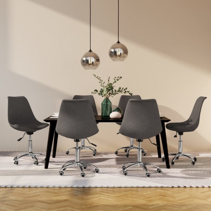 vidaXL Sillas de comedor giratorias 6 unidades tela gris oscuro vidaXL Sillas de comedor giratorias 6 unidades tela gris oscuro
