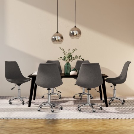 vidaXL Sillas de comedor giratorias 6 unidades tela gris oscuro
