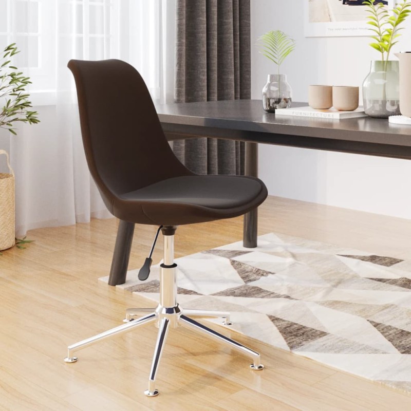 vidaXL Silla de comedor giratoria de tela marrón oscuro vidaXL Silla de comedor giratoria de tela marrón oscuro