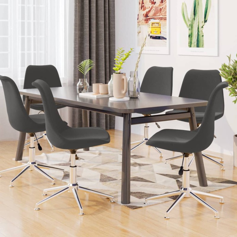 vidaXL Sillas de comedor giratorias 6 unidades tela gris oscuro vidaXL Sillas de comedor giratorias 6 unidades tela gris oscuro